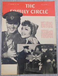The Family Circle January 16 1942 Vol 20 No 3 Claudette Colbert Vintage Magazine - Picture 1 of 7