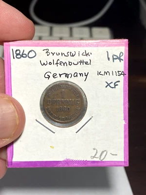 1860 Germany (Brunswick - Wolfenbuttal) 1 Pfennig - Image 1 of 2