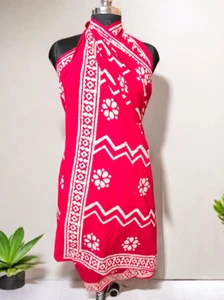 Premium Hand Block Print Cotton Women's Sarong - Beach Cover Up Pareo, Swimwear - Picture 1 of 3