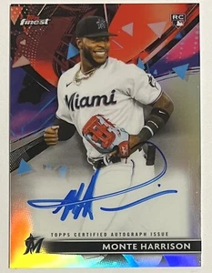 2021 TOPPS FINEST MONTE HARRISON AUTO AUTOGRAPH ROOKIE RC #FA-MH MIAMI MARLINS - Picture 1 of 2