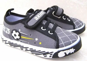 NEW BABY BOYS GREY LEATHER INSOLES TRAINERS CANVAS SNEAKERS FIRST SHOES SIZE 3 - Picture 1 of 2