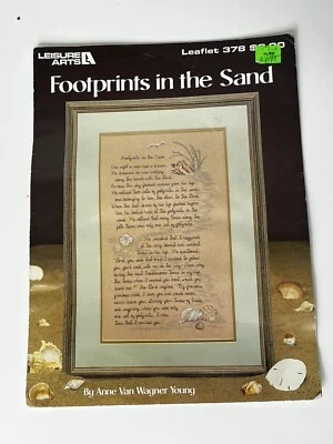 Vintage Cross Stitch Footprints in the Sand Leisure Arts Pattern Leaflet 378 - Image 1 of 2