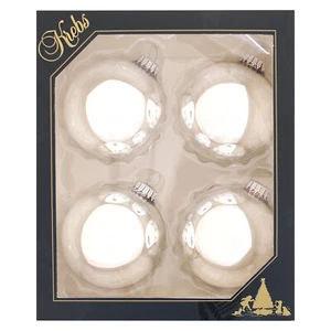 Krebs Glas Lauscha Weihnachtskugeln Silber glänzend 4 Stück/Set, Ø 8 cm - Bild 1 von 3