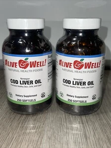 2 Sealed Norwegian Cod Liver Oil Supplement 250 Caps Each  - Picture 1 of 7