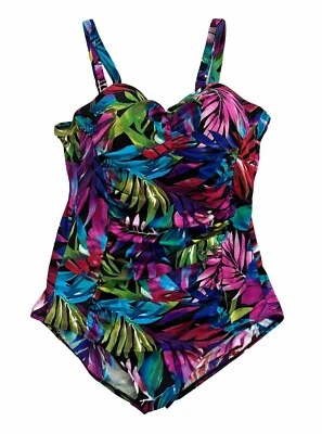 Longitude One Piece Swimsuit Tropical Women's Size 24 Colorful Floral Scrunched - Изображение 1 из 4