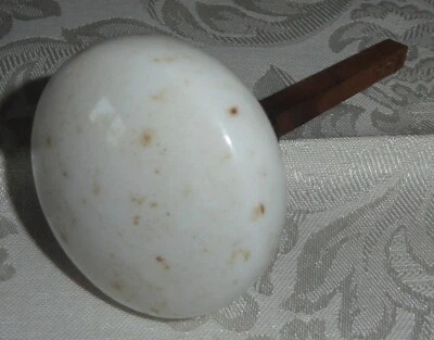 Vintage White Enamel Speckled Door Knob - Image 1 of 4