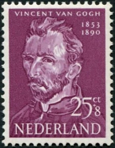 NETHERLANDS 1954 25c+8c reddish purple SG800 mint MH FG Vincent van Gogh #A05 - Picture 1 of 2