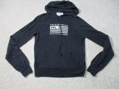 De colección Ralph Lauren Polo Jeans Pullover Bandera Sudadera con Capucha Mujer S Negro Foto 1 de 4