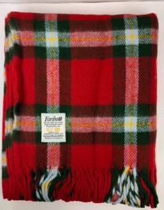 Faribo Explorer Pak-A-Robe Sports Blanket Acrylic Red Tartan 50x60" Fringe NEW - Picture 1 of 12