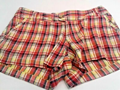 Pantalones cortos Vanity para mujer a cuadros rojos/amarillos/grises con dos bolsillos talla 3 Foto 1 de 4