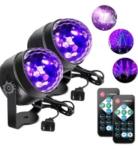 LUNSY UV Black Lights for Glow Party, 6W Disco Ball LED Party Lights Sound Ac... - Picture 1 of 6