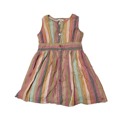 Vestido Rosa Pollo Botón Frontal Rayas Talla 7  Foto 1 de 4