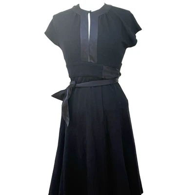 Cinturón DIANE vonFURSTENBERG Talla 6 Negro Lana Verdadero con Correa de Seda ¡¡EXCELENTE!! Vestido Foto 1 de 4