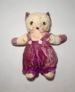 Vintage 1950s Gund J Swedlin Plush Pink Kitty Cat With Overalls - Picture 1 of 5