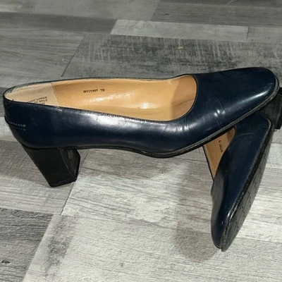 Tacones de cuero azul marino Lauren Ralph Lauren WG3507-Talla 7B hechos en España Foto 1 de 4