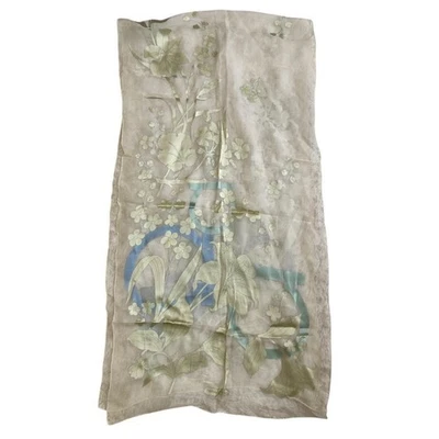 Bufanda Salvatore Ferragamo Flor de Seda Gancini 42x160cm Amarillo Claro Foto 1 de 4