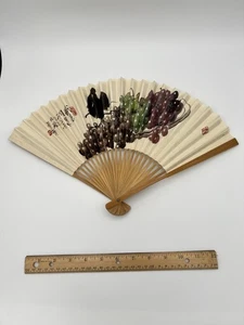 Vintage Papier & Holz Handtrauben Fächer Natur - Bild 1 von 11