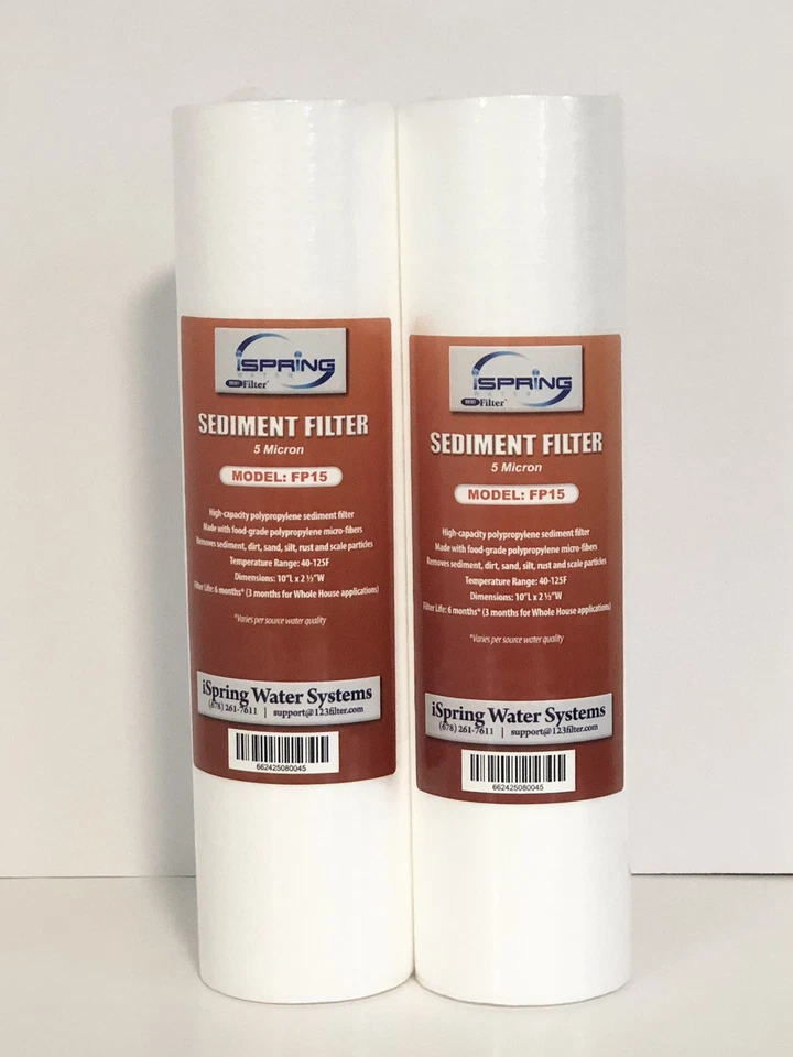 iSpring FP15 Replacement Sediment Filter, 10" Inline Quick Connect for RO 2 Pack - Image 1 of 1
