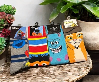Lote De 4, Calcetines Personaje Sesame Street Monsters Pixar para Trabajo Iglesia, Talla Única Foto 1 de 4