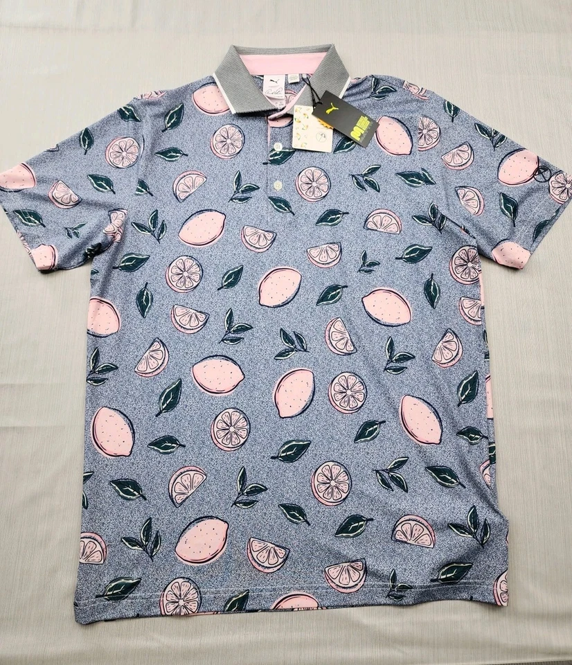 Puma Golf Cloudspun x Arnold Palmer Golf Polo Colab Lemonade Citrus Men's M