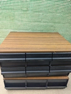 2 x Vintage Tape Cassette Storage Drawer Holder Case Brown Wood - Picture 1 of 3