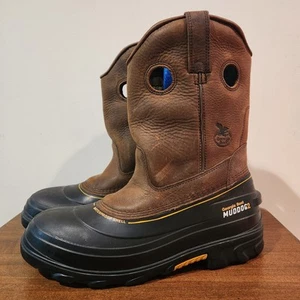 Georgia Boot Muddog 2 Boots Men's 12M Work Brown Leather Black Pull On GB00229TS - Picture 1 of 16