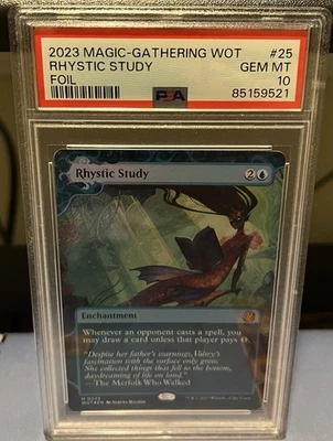 MTG Rhystic Study #25 FOIL Wilds of Eldraine GEM MINT PSA 10 - Image 1 of 2