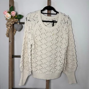 Chelsea and Violet Cream Bobble Knit Sweater Size Large NWT - Picture 1 of 9