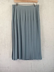 Vintage Jaeger Slate Green Long Pleated Classic Skirt Size UK 18 Lined - Picture 1 of 13
