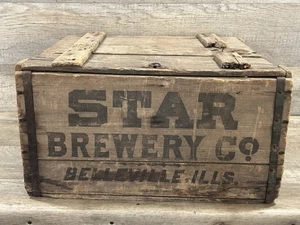 Antike Star Brewery Co Holz Bierkiste Belleville Illinois wie besehen - Bild 1 von 11