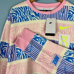 NEU Nike Herren XL groß bunt Club Fleece Trippy Safari Rundhalsausschnitt Sweatshirt - Bild 1 von 7