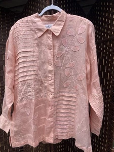 Donna Vinci Damenbluse 100 % Ramie bestickt Knopfleiste 16 rosa - Bild 1 von 17