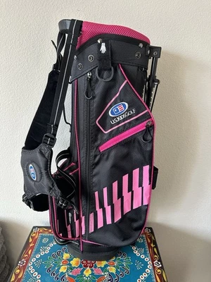 USKG US Kids Golf Stand Bag PINK/BLACK Ultra Light 4 Way UL51 Junior Girls - Image 1 of 4