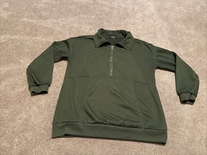 Fashion Green Pullover Sweatshirt 1/2 Zip  Kangaroo Pocket Medium High Neck - Picture 1 of 10