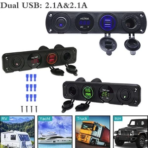 4 in1 Toggle Rocker Switch Panel Marine Charger Socket Voltmeter for RV Car Boat - Picture 1 of 15