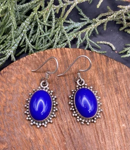 Vintage lapis & sterling drop earrings - 6.16g - Picture 1 of 4