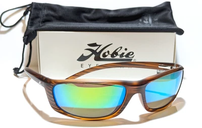 Hobie Cabo Brown Wood Grain w/ Polarized Sea Green Mirror Lens Sunglasses 191926 - Image 1 of 4