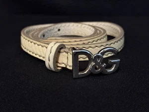 Cinturón Dolce&Gabbana D&G Plateado Hebilla Logo Cuero Crema Talla 85 cm 34 pulgadas - Imagen 1 de 17