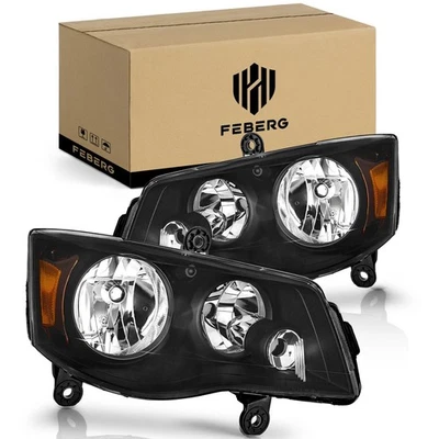 Used, Pair Headlights For 11-20 Dodge Grand Caravan 08-16 Chrysler Town&Country - Image 1 of 4