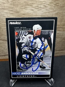 1992-93 Pinnacle Mikael Andersson Tampa Lightning #384 In-Person ON-CARD AUTO - Picture 1 of 2