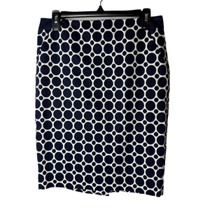NEW The Limited Pencil Skirt Size 6 Nay Blue White Circles Pockets Back Zip - Picture 1 of 8