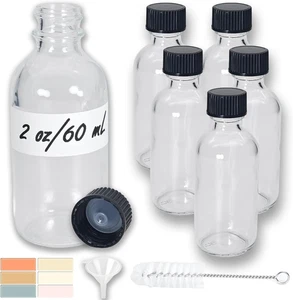6 Pack 2Oz Small Clear Glass Shot Bottles with Caps, Leakproof 60Ml Glass Jars w - Picture 1 of 12