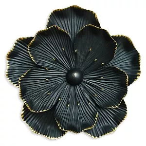 Metal Flower Wall Art Decor, 9" Rustic Modern Floral Sculpture, Distressed Ir... - Picture 1 of 6