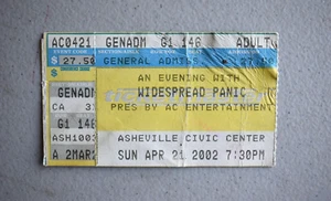 WIDESPREAD PANIC Concert TICKET STUB April 21 2002 ~ Ashville Civic Center - Picture 1 of 2