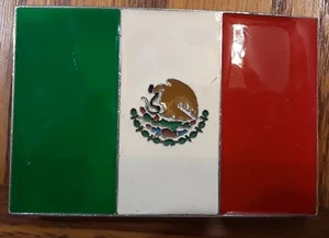 Hebilla de cinturón de bandera de México esmaltada de metal se adapta al cinturón de 1-1/2 - Imagen 1 de 3