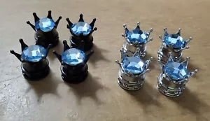 Genuine Crystal Bling Princess Crown Tire Valve Stem Cap Cover Light Blue - Picture 1 of 3