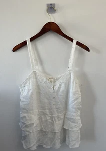 White Eyelet Peplum Top With Ruffles Size Medium - Picture 1 of 6