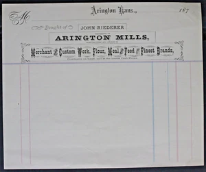 Antica fattura di vendita - Arington Mills - Mercante in Arington Kansas 187?  EPH413 - Foto 1 di 2