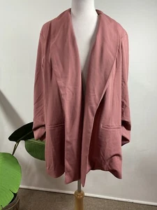 KIRUNDO Blazer Large Pink Long Sleeve Open Front Suit Jacket with Pockets Sz 3X - Picture 1 of 8