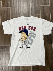T-shirt Majestic MLB Dustin Pedroia Boston Red Sox bianca taglia media - Foto 1 di 4